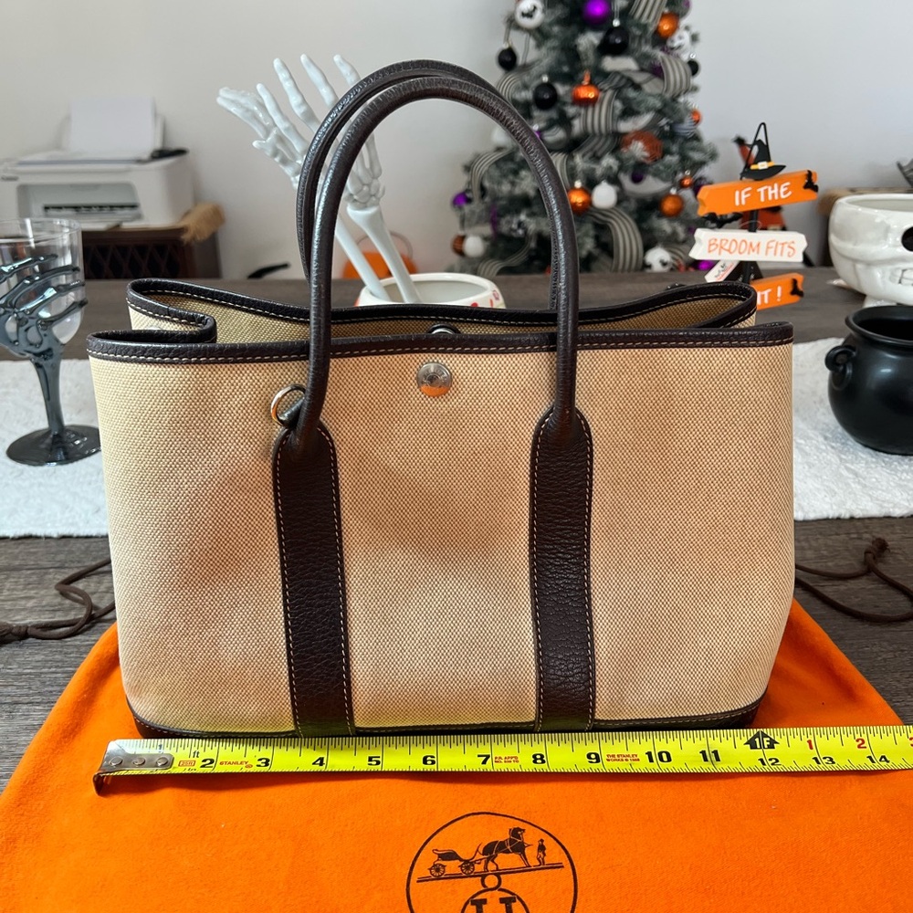 SALE!Hermes Garden Party Tan and Brown Canvas Tote Bag - Picture 11 of 14